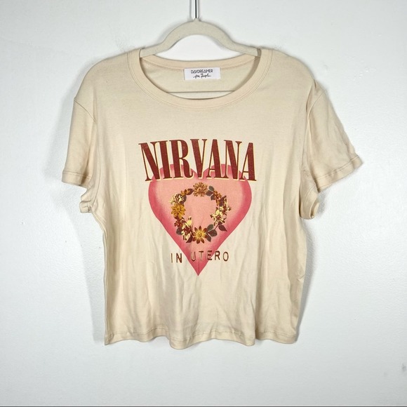 FREE PEOPLE Nirvana In Utero Heart Shaped Box Shrunken Band Tee XL - Picture 2 of 7
